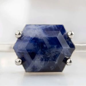 Raw Montana Sapphire Hexagon Ring Size 9.5